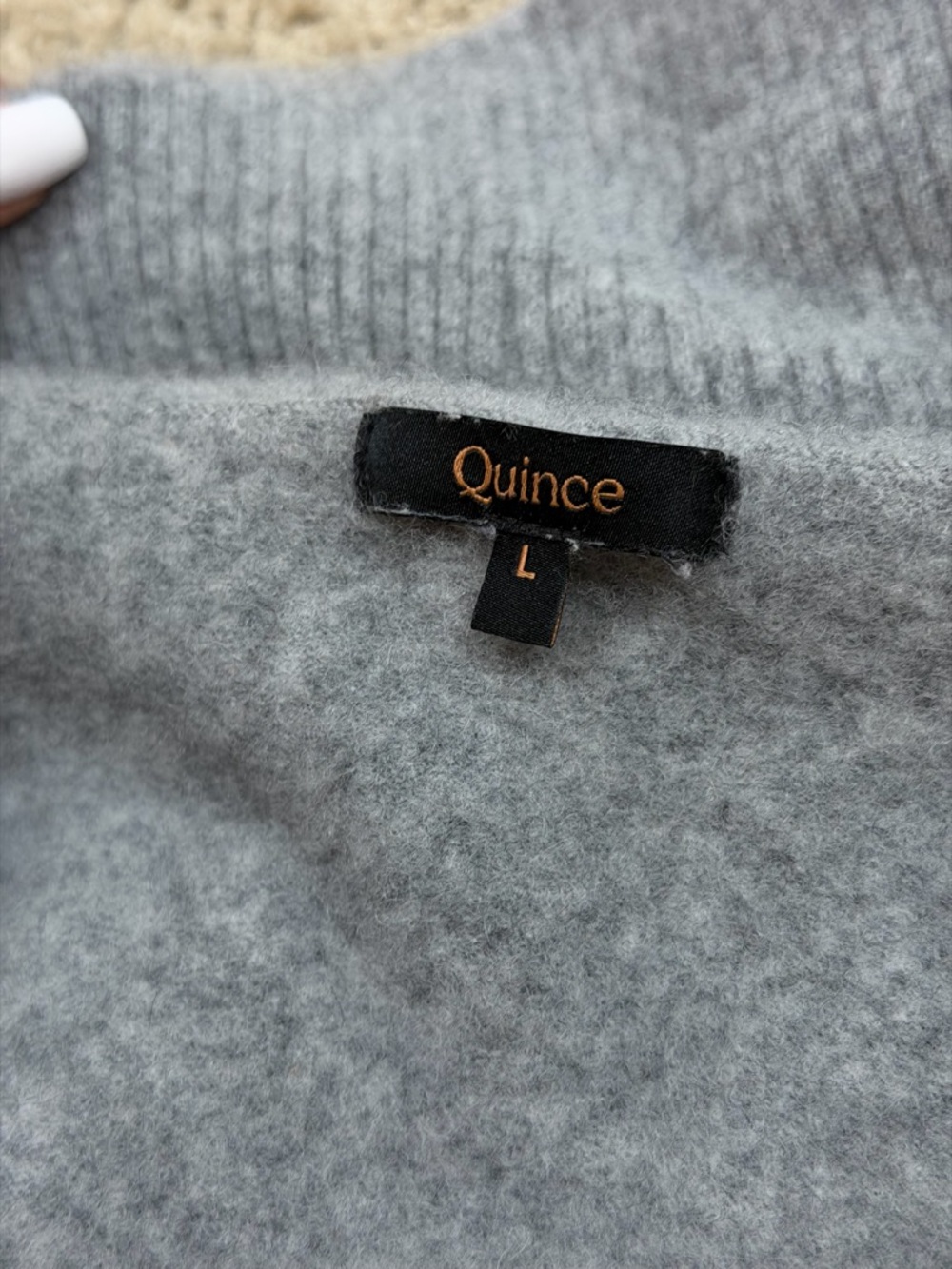 Quince Cashmere Open-Front Shawl Collar Sweater Cardigan w Pockets- Light Gray - Picture 8 of 9
